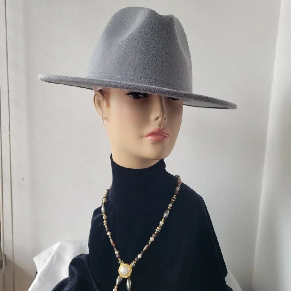 Lisianthus Women's Wide Width Brim Gray Fall/Winter Stylist Hat